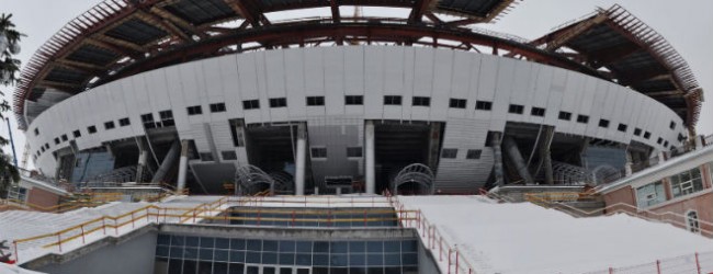 La construcción de los estadios en pleno invierno ruso