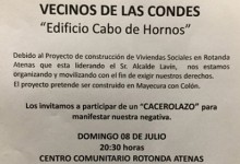 Residentes protestan contra Lavín por construcción de viviendas sociales en Rotonda Atenas