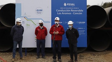 Ministro Moreno supervisa construcción de sistema de recarga y distribución de agua del Embalse Los Aromos que asegurará el abastecimiento de agua potable en la Región de Valparaíso hasta el año 2040